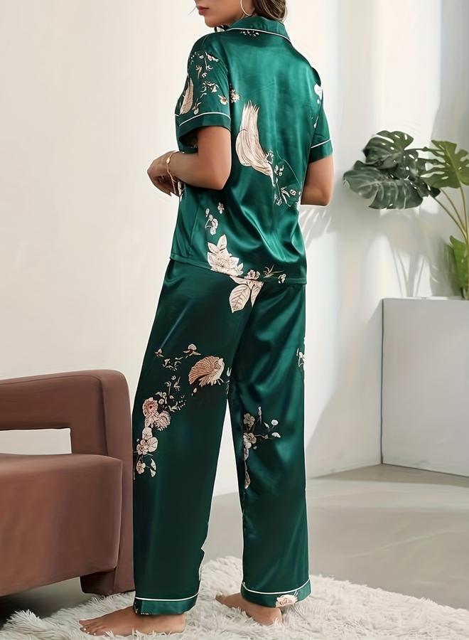 Take Two Women Graphic Print Short Sleeve Shirt and Pyjama Set - Image 3
